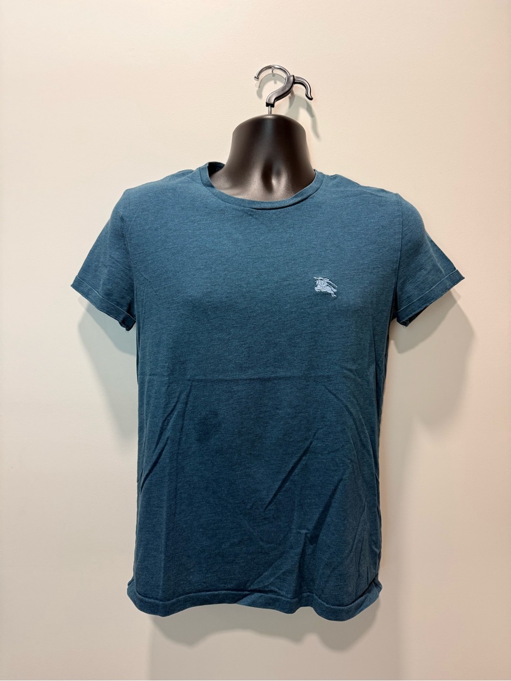 Burberry Teal Crew Neck Short Sleeve Tee with Chest Logo